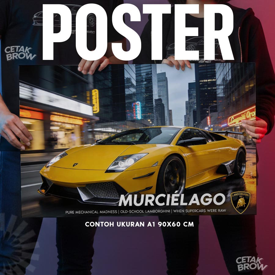 Poster Lamborghini Murcielago Warna Kuning Yellow Giallo Orion Bisa Custom Hiasan Kamar Cowo