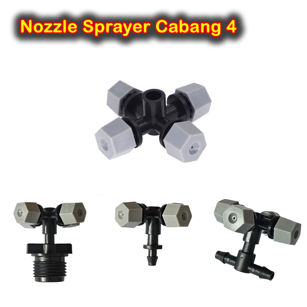 Nozzle Sprayer Kabut Cabang 4 Untuk Sistem Irigasi Pertanian Hujan Buatan Kandang Ayam Rumah Jamur
