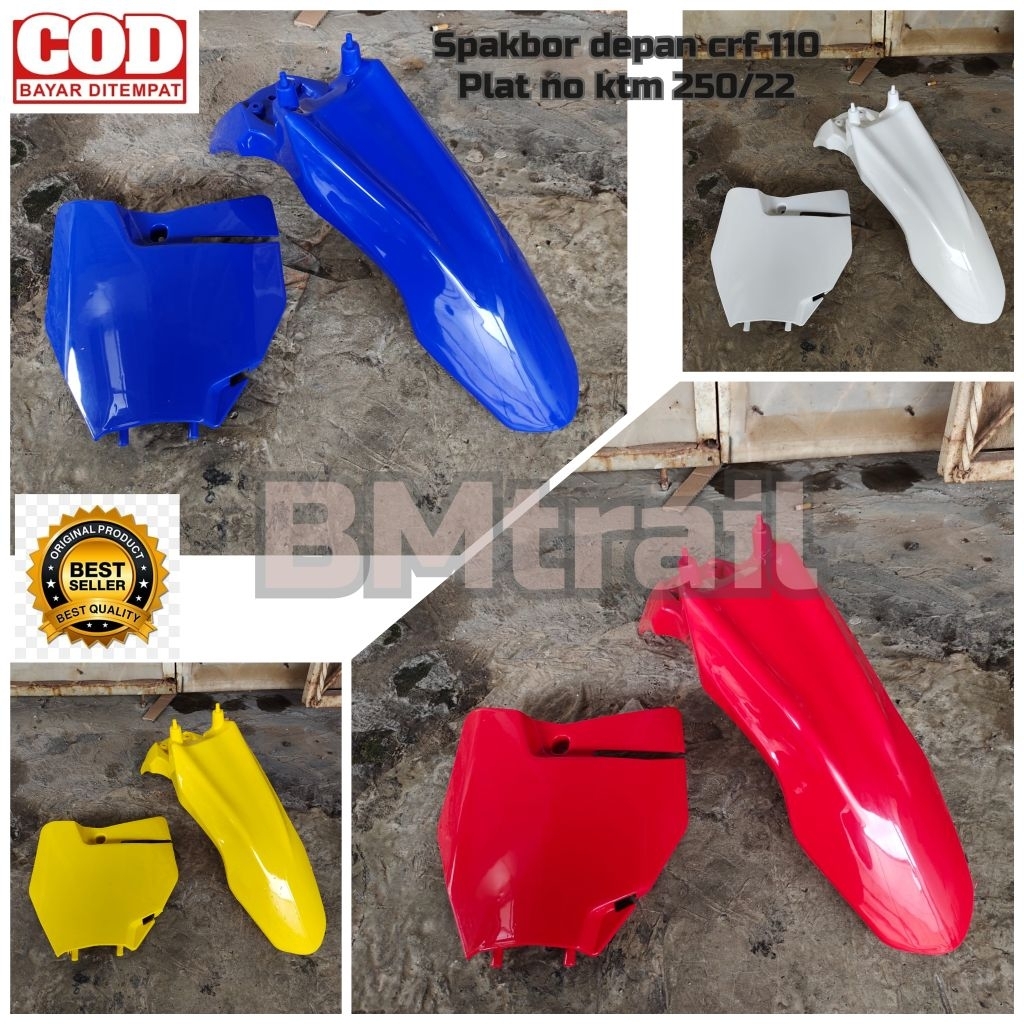 BODY SET DEPAN 2ITEM SPAKBOR DEPAN CRF 110 PLAT NOMER KTM 250/22 TRAIL