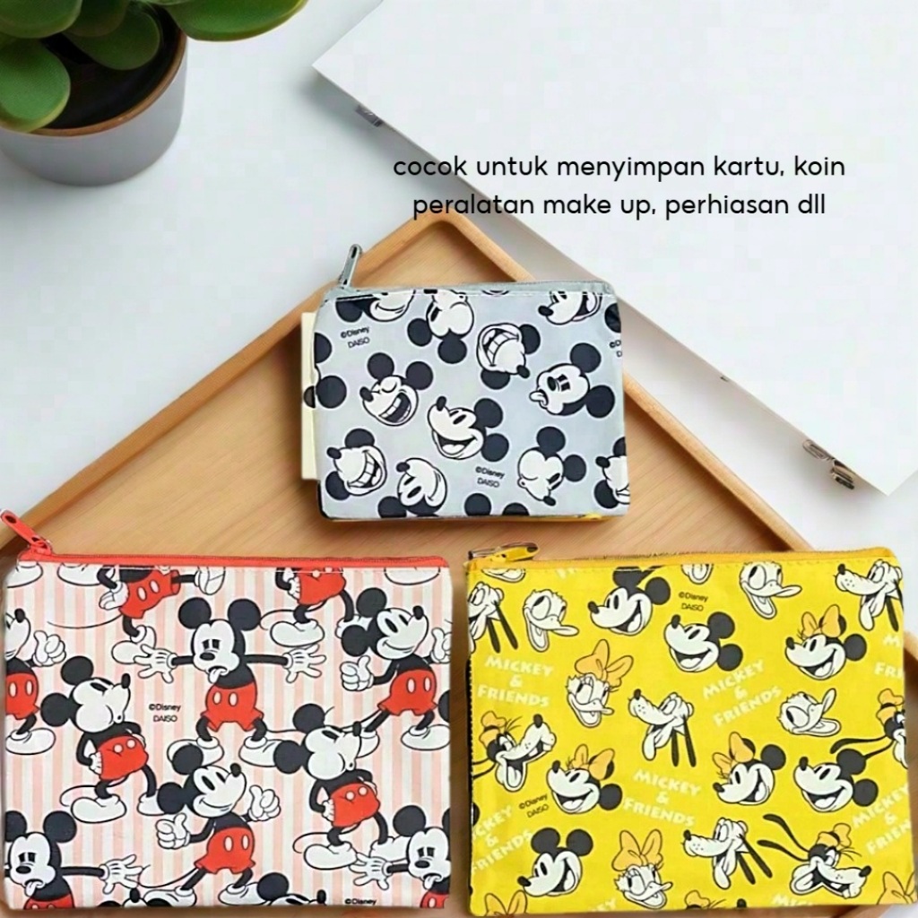 Disney Mickey Mouse Mesh Case Dompet Jaring Kokoh Tahan Air ukuran B6 card size Dompet Kartu Koin