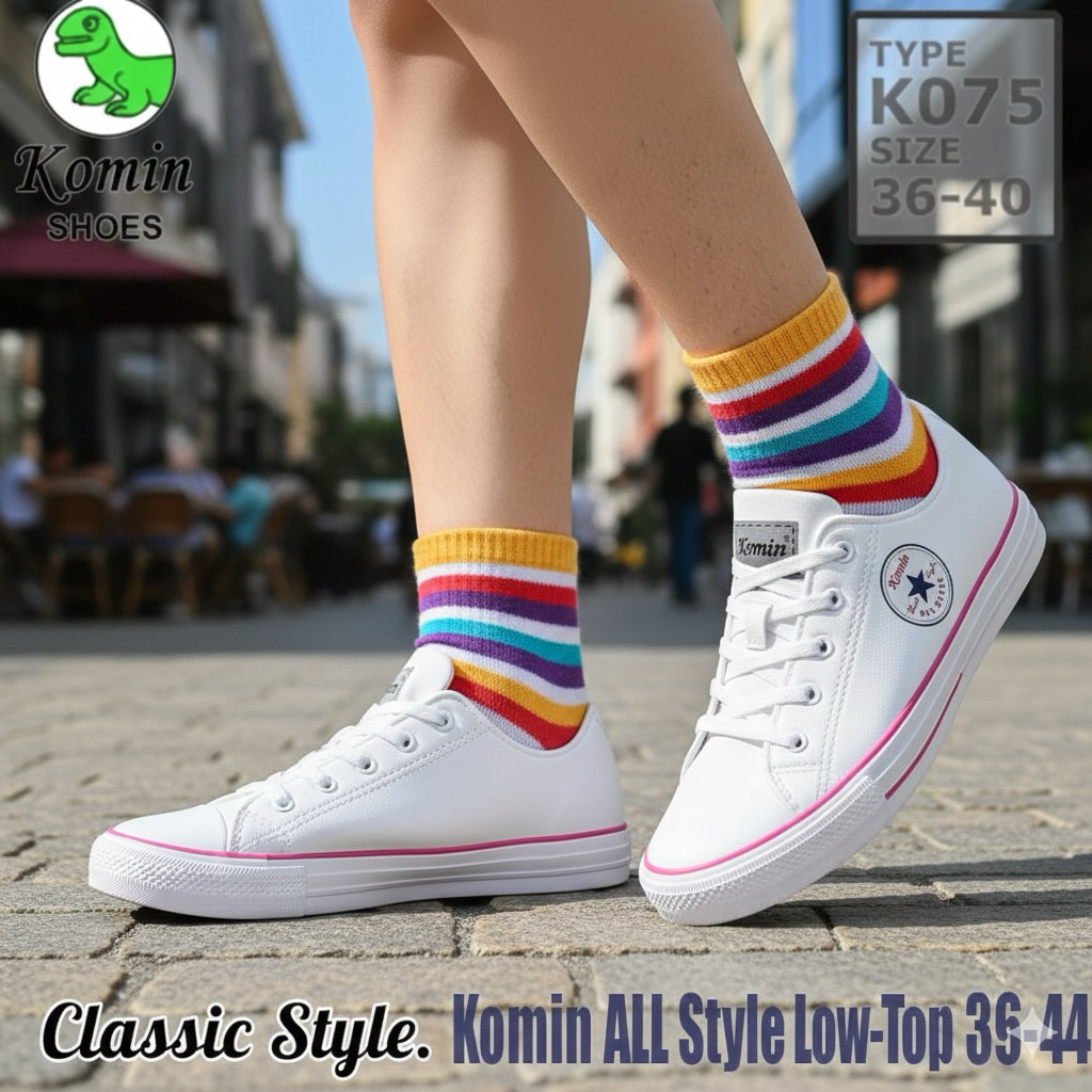 sepatu casual korean karet wanita warna putih