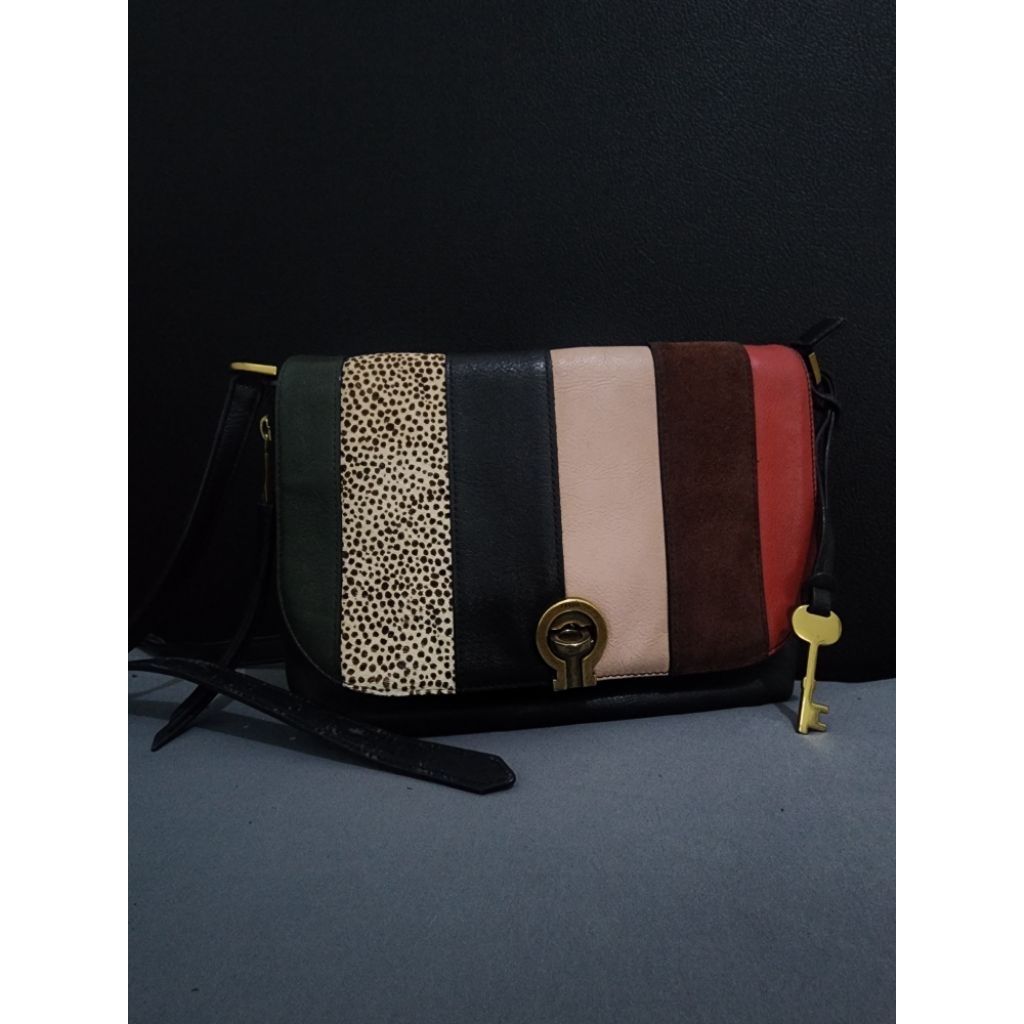 Fossil Leather Multicolor Maya Small Flap Crossbody Bag