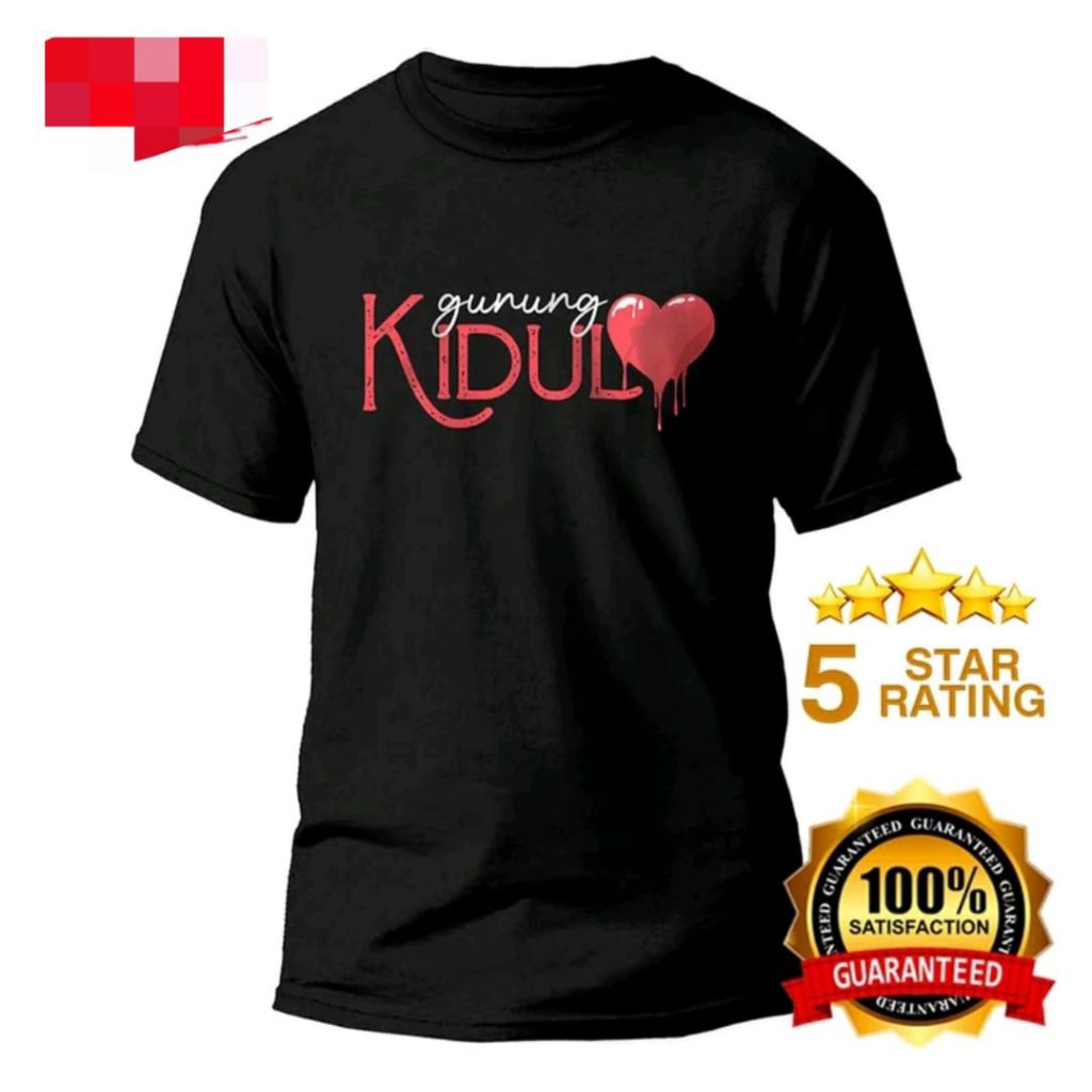 KAOS GUNUNG KIDUL CORAK PUTIH MERAH HATI GAMBAR DEPAN