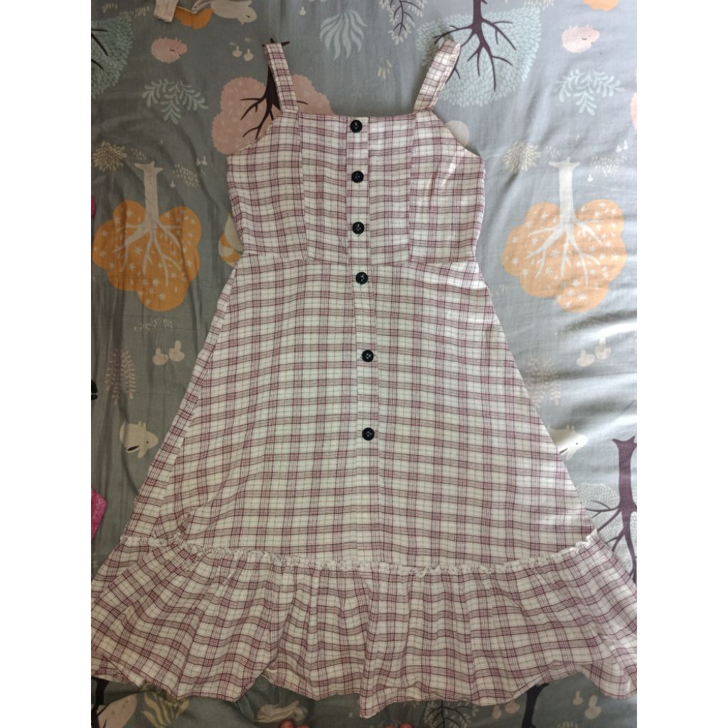 dress wanita Tartan OL overall prelove