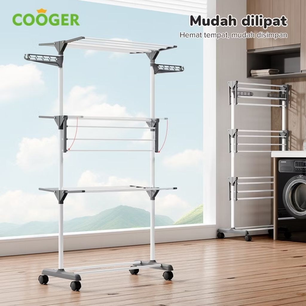 [prelove] [PL] COOGER Rak Jemuran Baju Lipat Pakaian Tempat Jemuran Pakaian Rak Jemuran