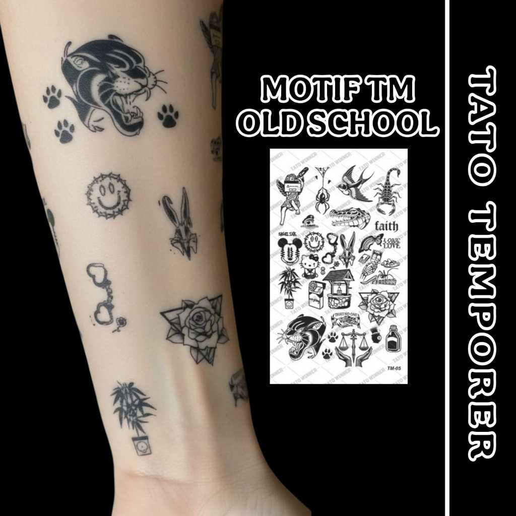 BERTATO-Stiker tato temporer semi permanen Seri TM-08 / Tato temporer anti air semi permanen / Berta