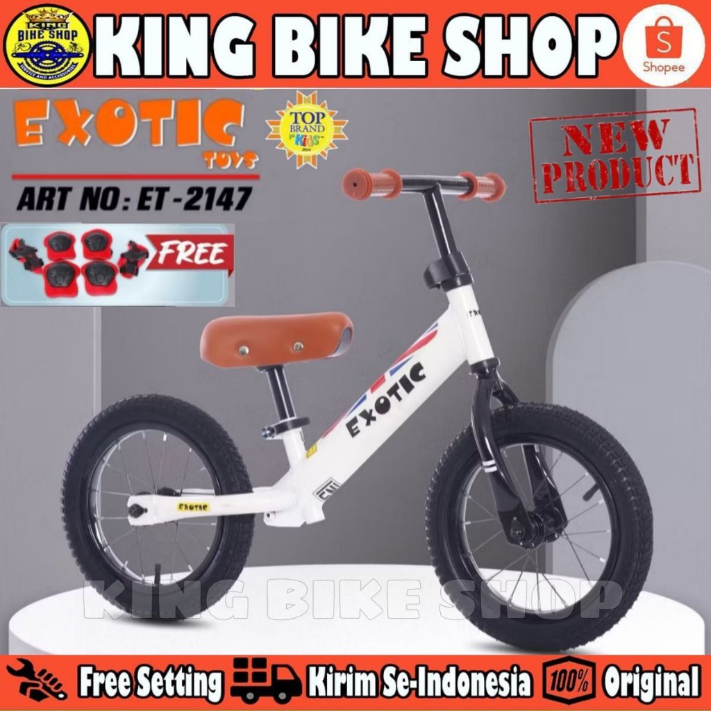Balance Bike EXOTIC 2137 Ban EVA // EXOTIC 2147 Ban POMPA Sepeda Push Bike Melatih Keseimbangan Anak