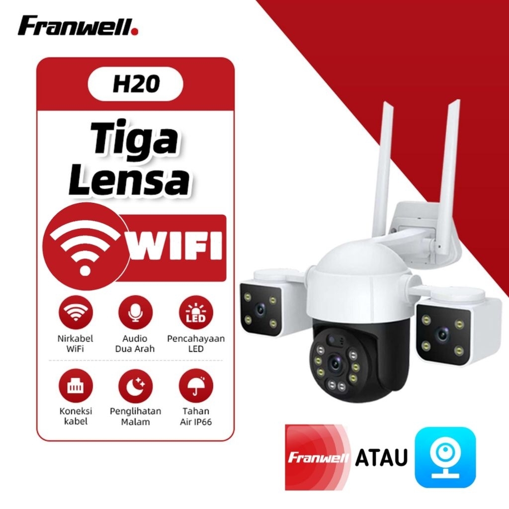 CCTV 3 LENSA H20 WIFI - V380 PRO OUTDOOR ANTI AIR