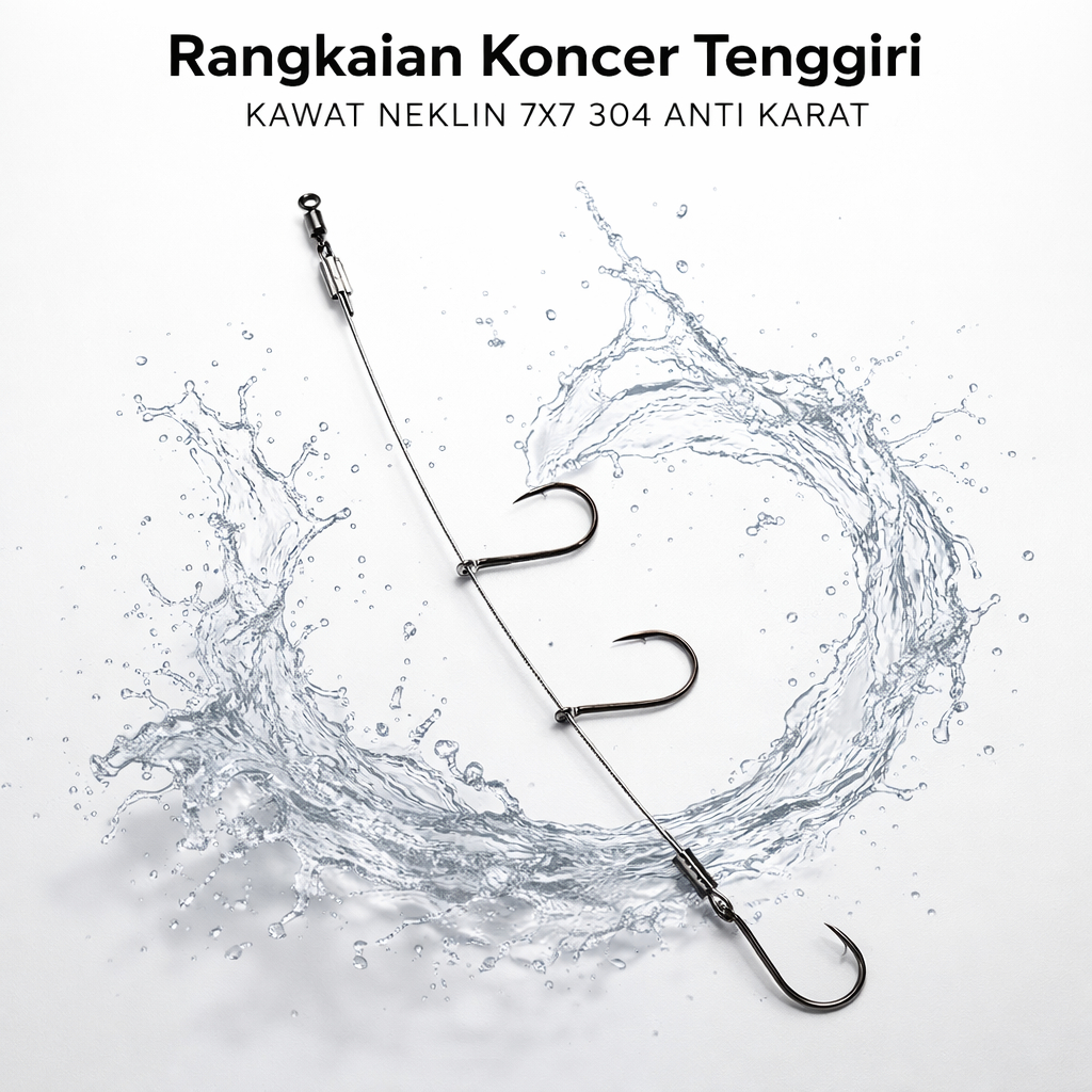 Rangkaian Konceran Tenggiri Neklin  7x7 Stainless Steel 304 Anti Karat Kuat Lentur Siap Pakai