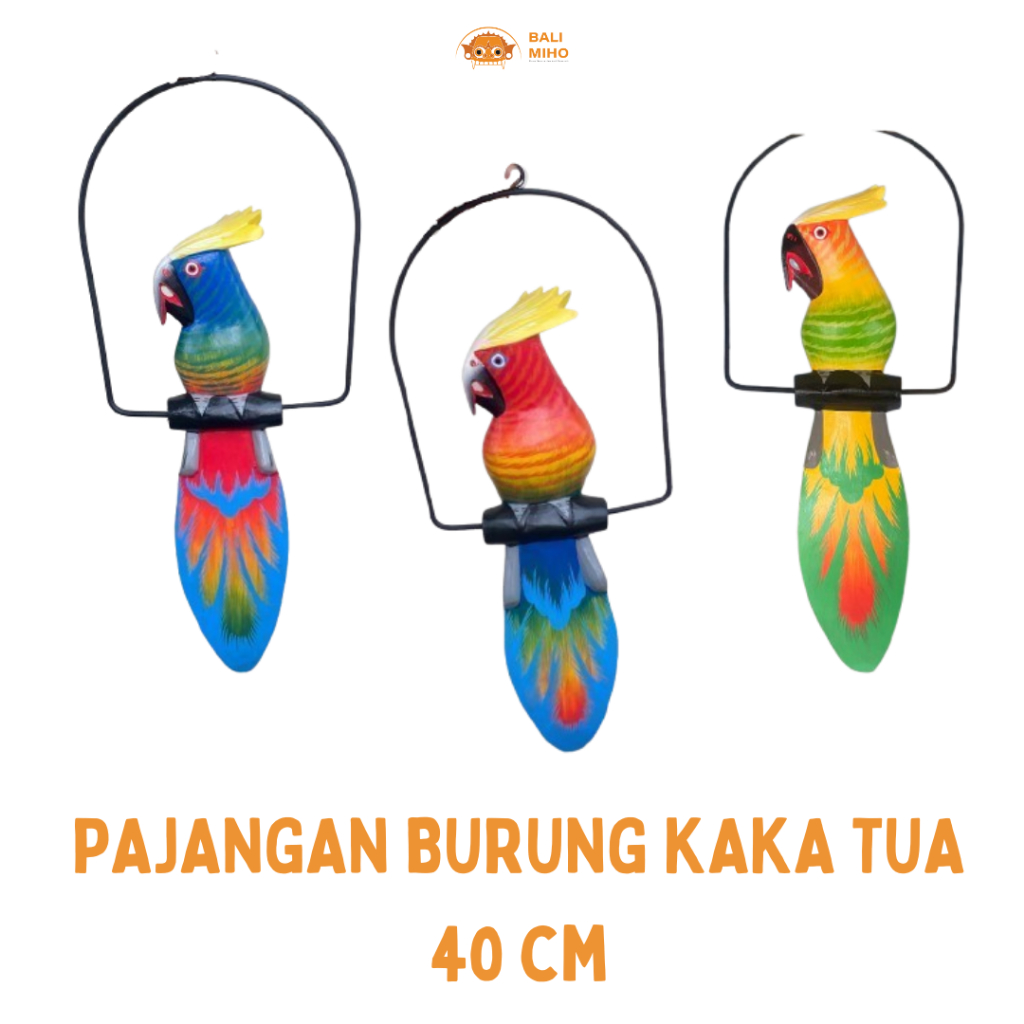 Pajagan Gantung Burng Kakatua Kayu - Dekorasi Gantung Burung Kakatua - Dekorasi Taman Burung Kakatua