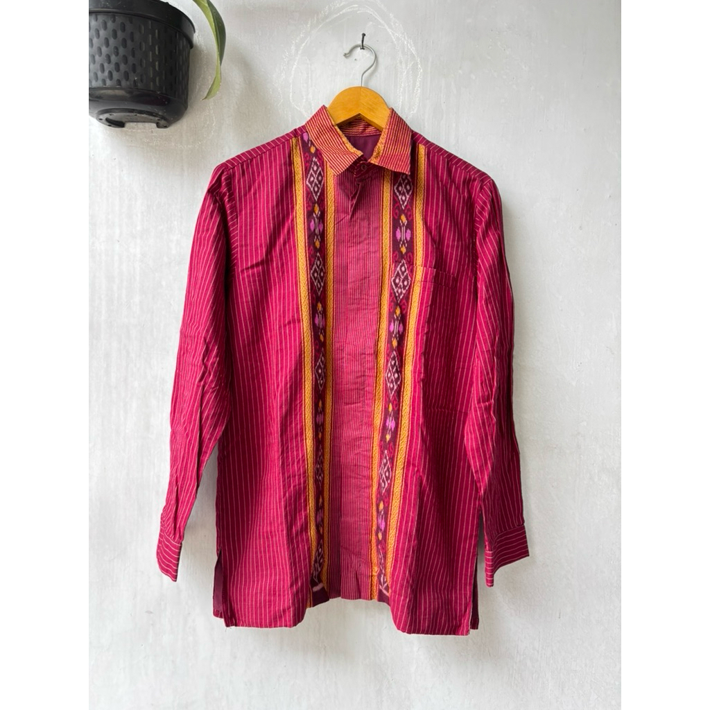 Atasan lurik pria lengan panjang