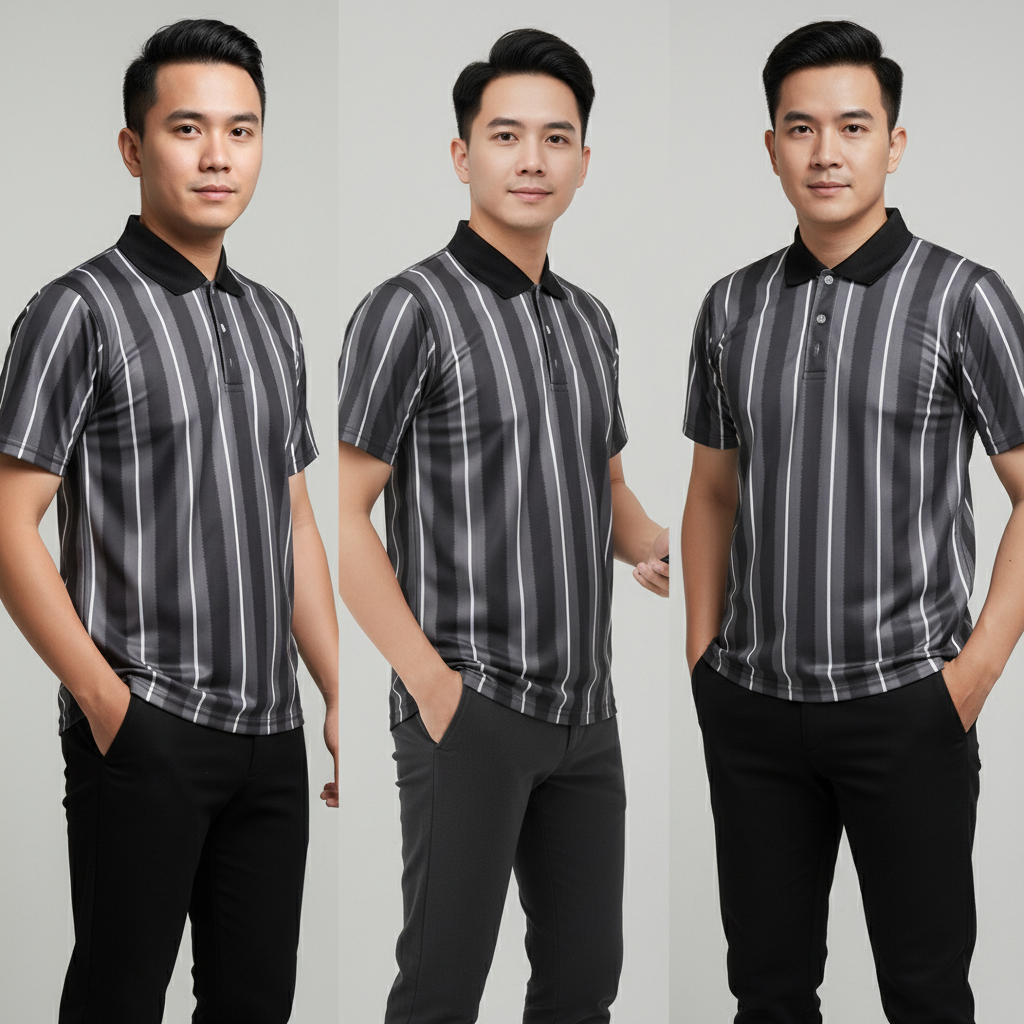 Kaos Polo Pria Garis Vertikal