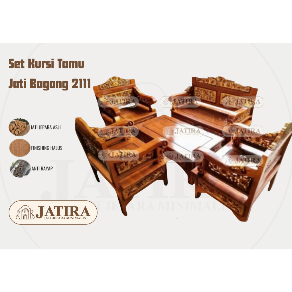 Kursi Tamu Jati Bagong 2111 | Kursi Jati Asli Jepara Murah Palembang