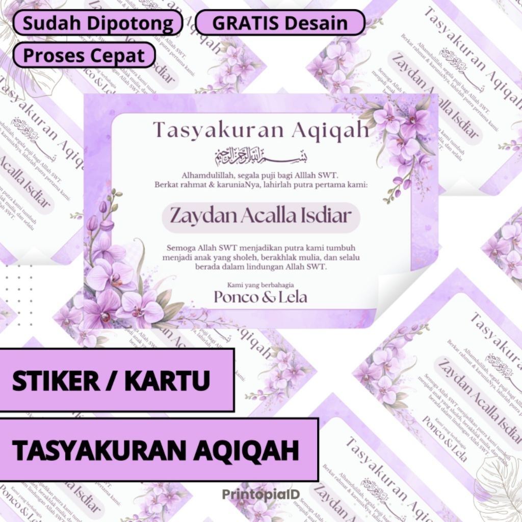 Stiker dan Kartu Tasyakuran Aqiqah Anak
