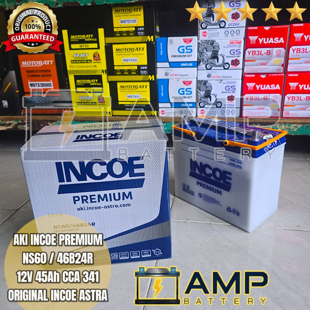 Aki Mobil Avanza/Terios/Rush/Xenia/APV NS60 Aki Basah INCOE 45Ah ORIGINAL ASTRA
