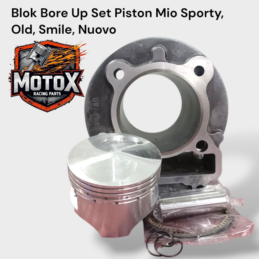 BLOK BORE UP INSTAN SET PISTON UNTUK MIO SMILE, MIO OLD, NUOVO, SOUL KARBU 150-200CC SIAP PASANG TAN