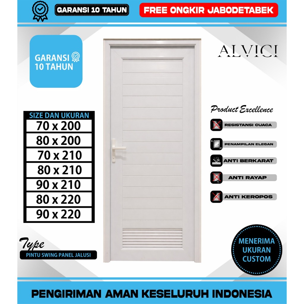 Pintu Swing Panel Jalusi Pintu Kamar Mandi UPVC Modern Minimalis ALVICI
