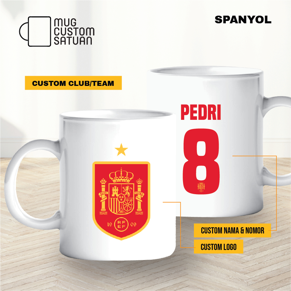 Mug custom sablon satuan / mug kado custom / Bola / Spanyol