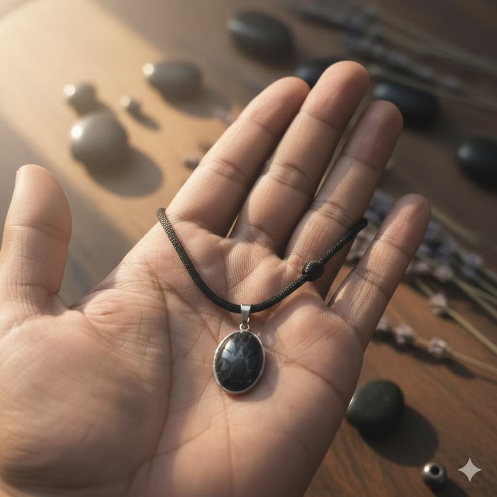 kalung batu pirus hitam mesir tali hitam