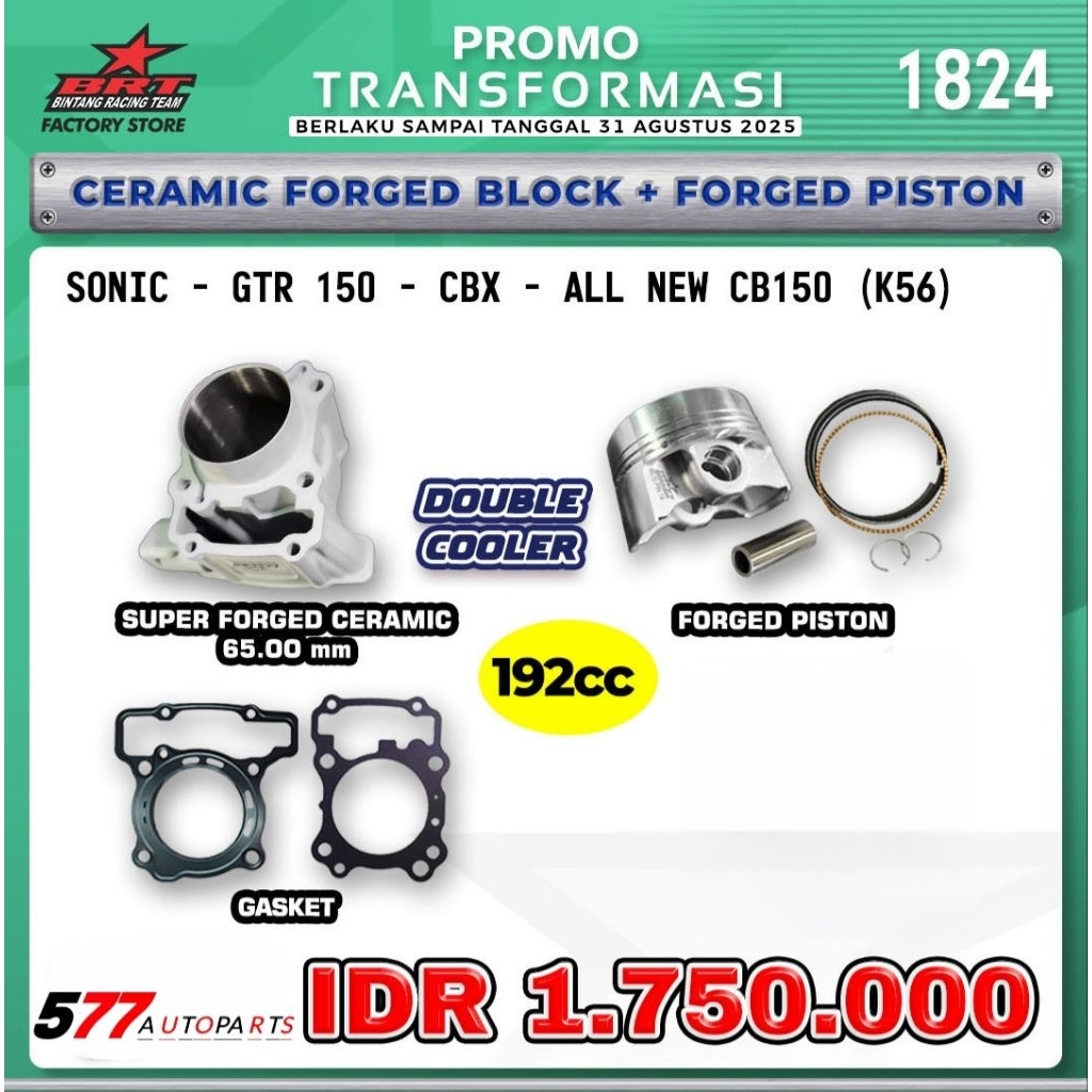 Blok Ceramic Forged + Forged Piston BRT Sonic, Gtr 150, Cbx, All New Cb150 (K56)