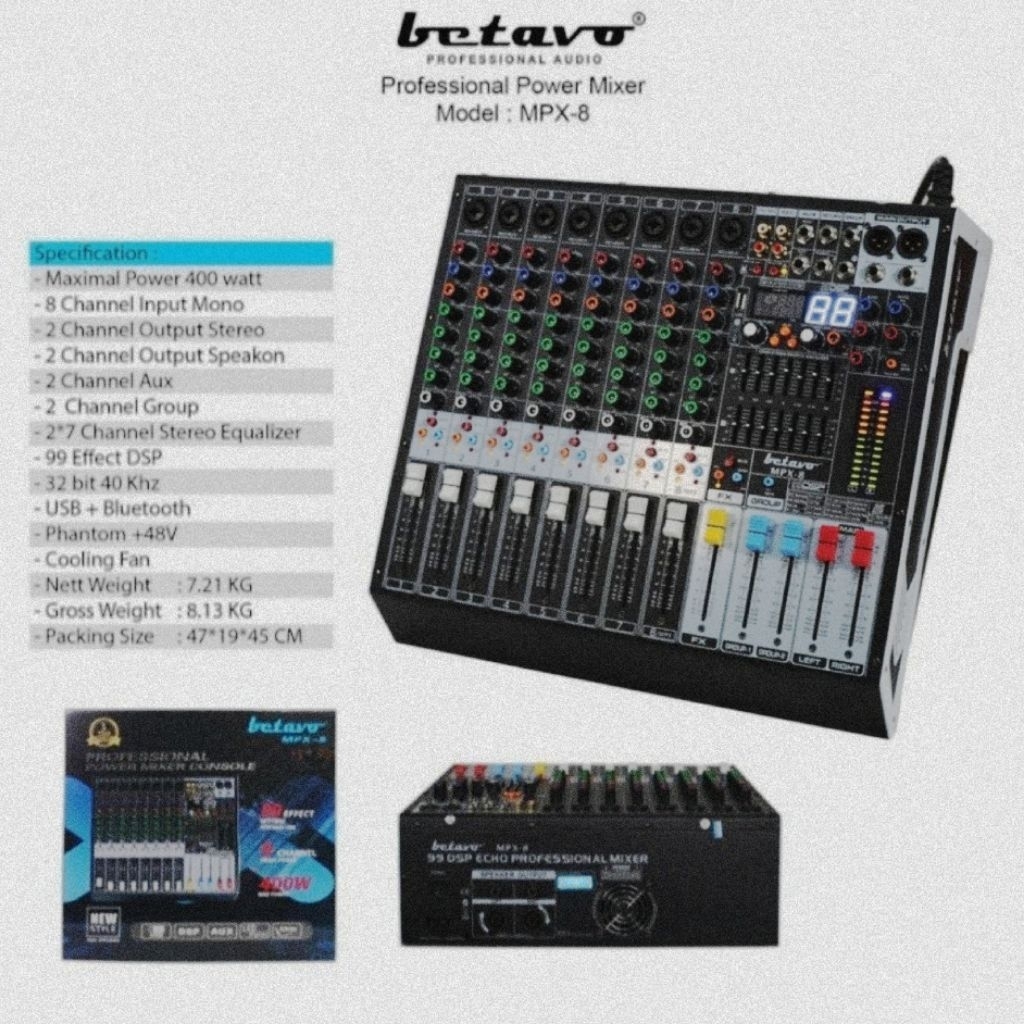 Amplifier power mixer karaoke betavo mpx 8 bluetooth