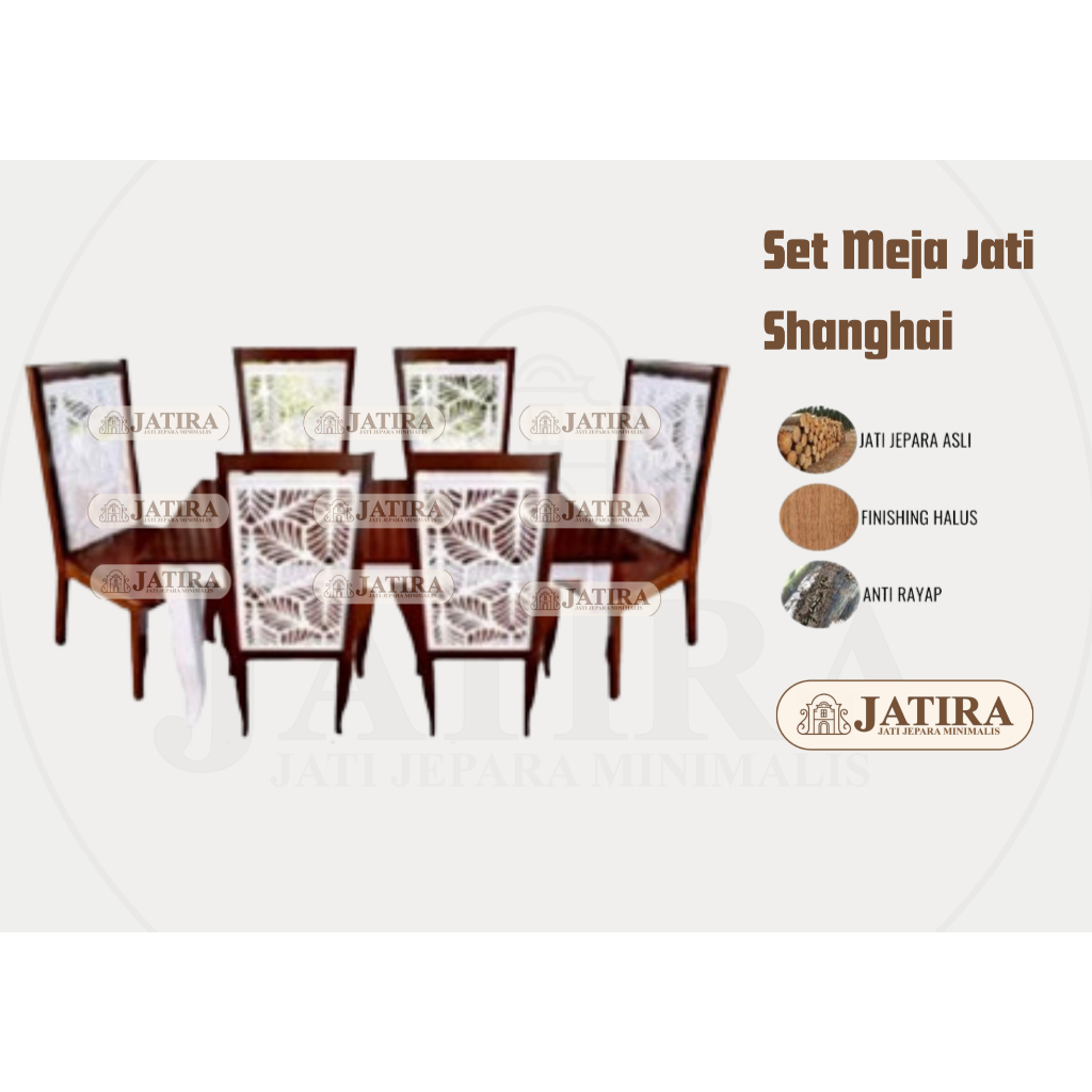 Meja Makan Kayu Jati Shanghai | Meja Makan Jati Asli Jepara Murah Palembang