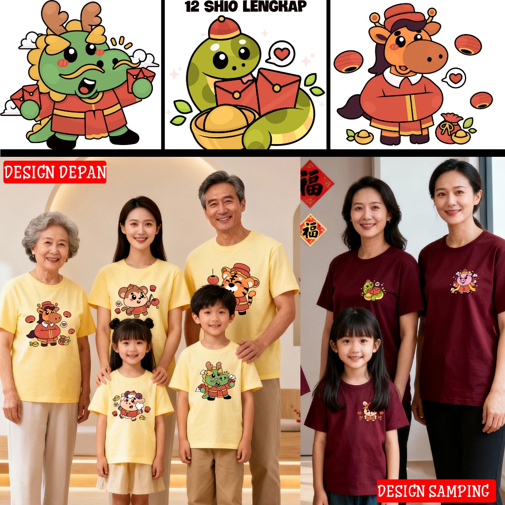 SAYES - KAOS 12 SHIO KAOS SHIO KAOS IMLEK CHINESE NEW YEAR TSHIRT