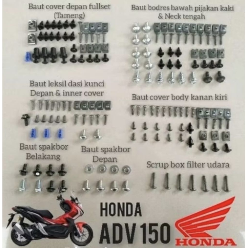 Baut Fullset Body Honda ADV 150 / Baut Lengkap Fullset Bodi Honda ADV 150