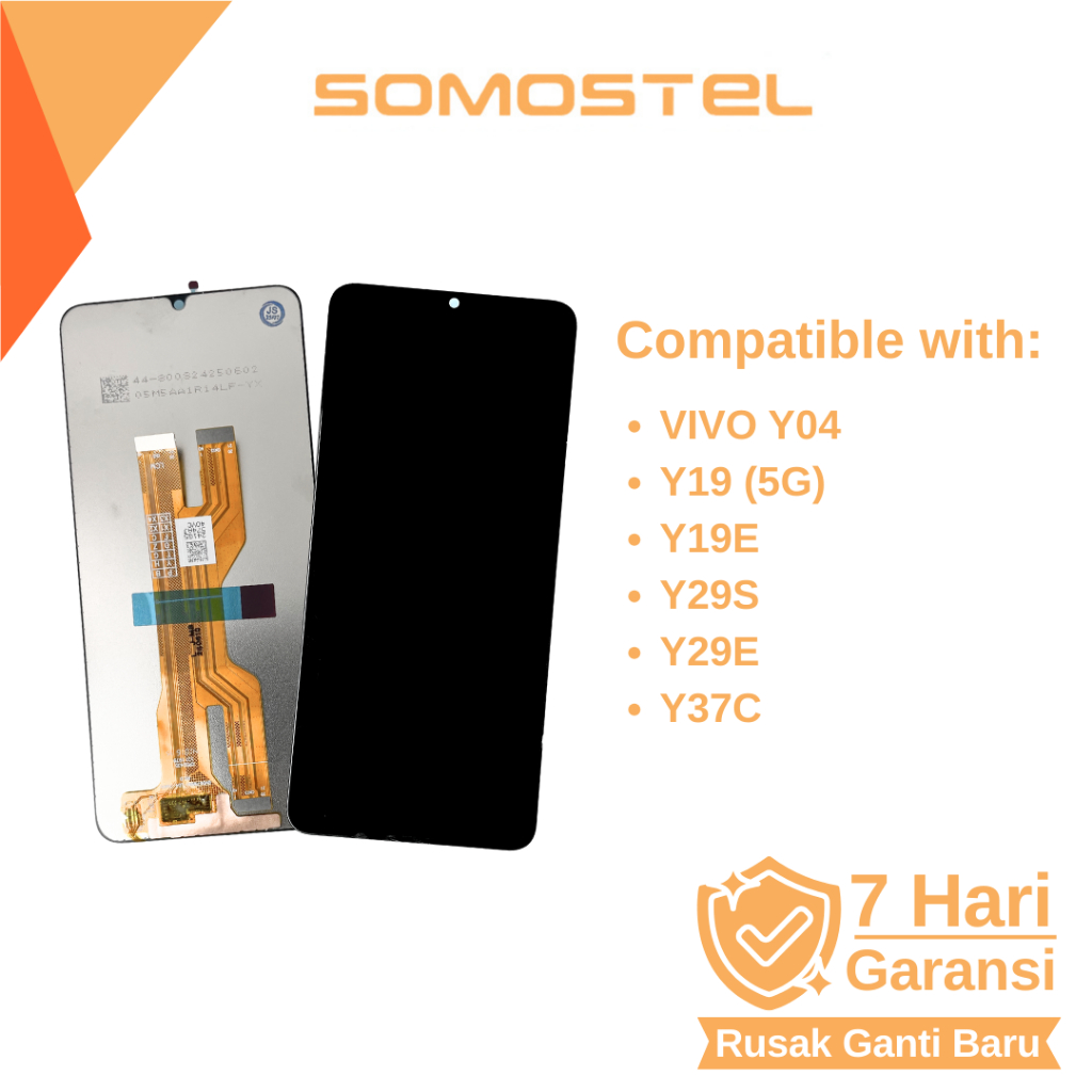 Somostel - Layar LCD Touchscreen Vivo Y04 / Y19 5G / Y19E / Y29S / Y29E / Y37C HD + FULLSET