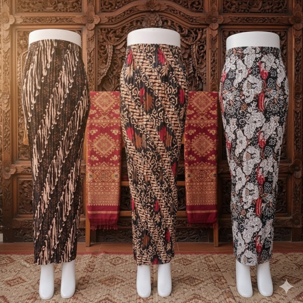 rok plisket batik / rok kebaya / rok plisket motif / rok kondangan / rok plisket batik bawahan kebay