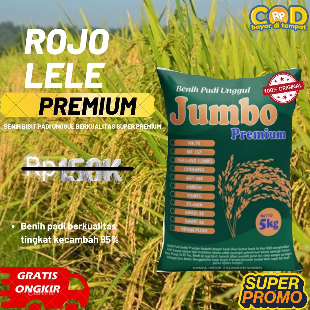 Benih Bibit Padi Unggul ROJO LELE Premium Berkualitas Kemasan 5kg