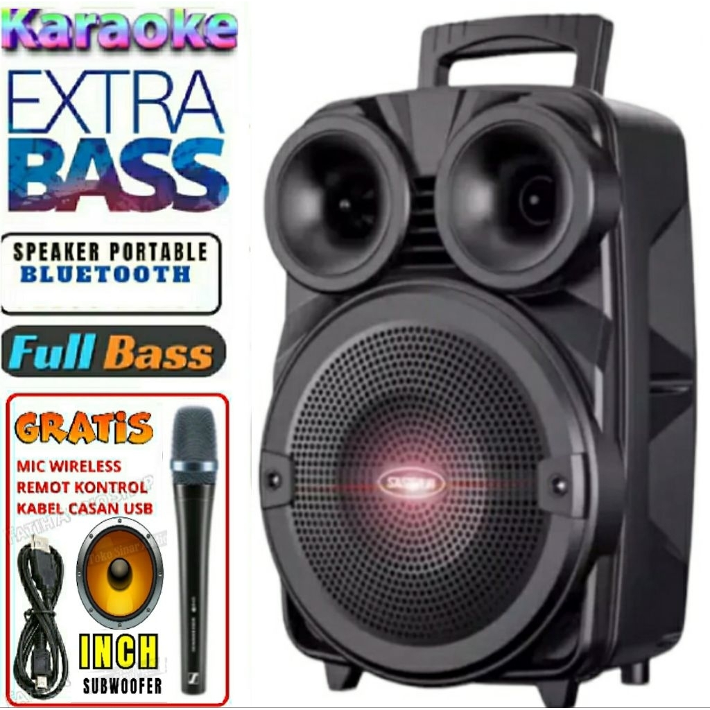 COD Speaker Bluetooth Karaoke Ukuran Besar Gratis Mic 7801 Extra Full Bass/Salon Spiker Aktif Bluoto