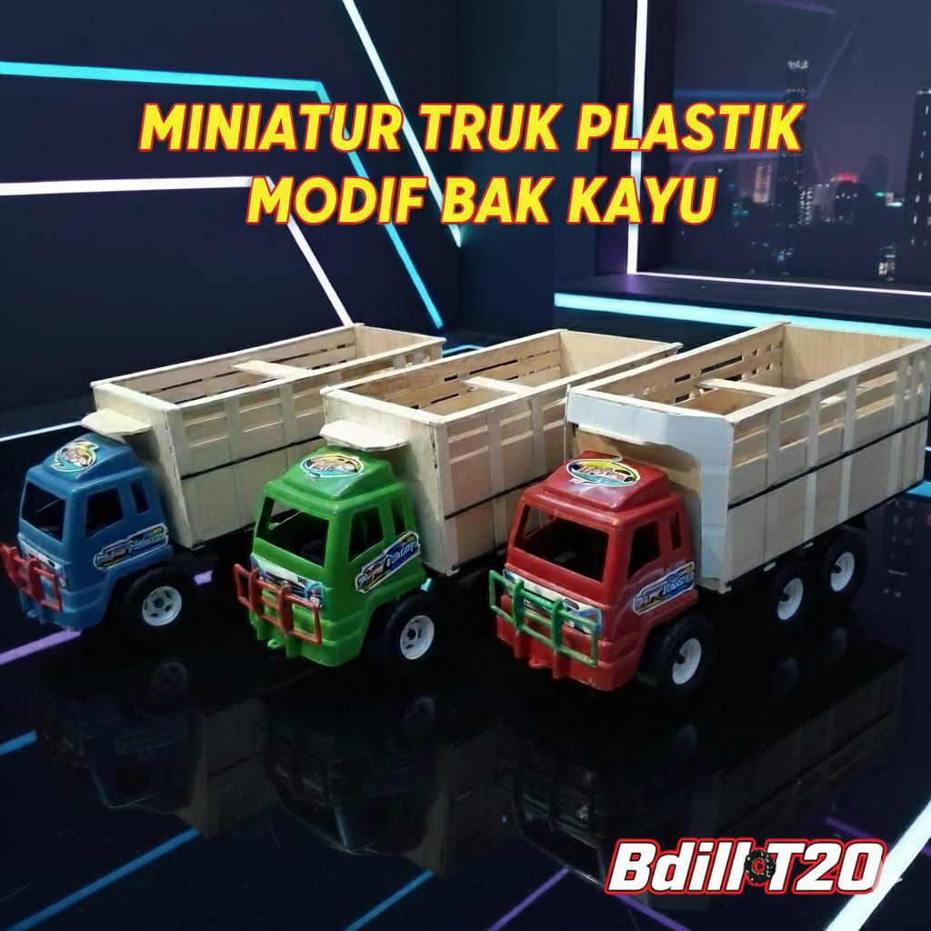 MINIATUR TRUK PLASTIK MODIF BAK KAYU