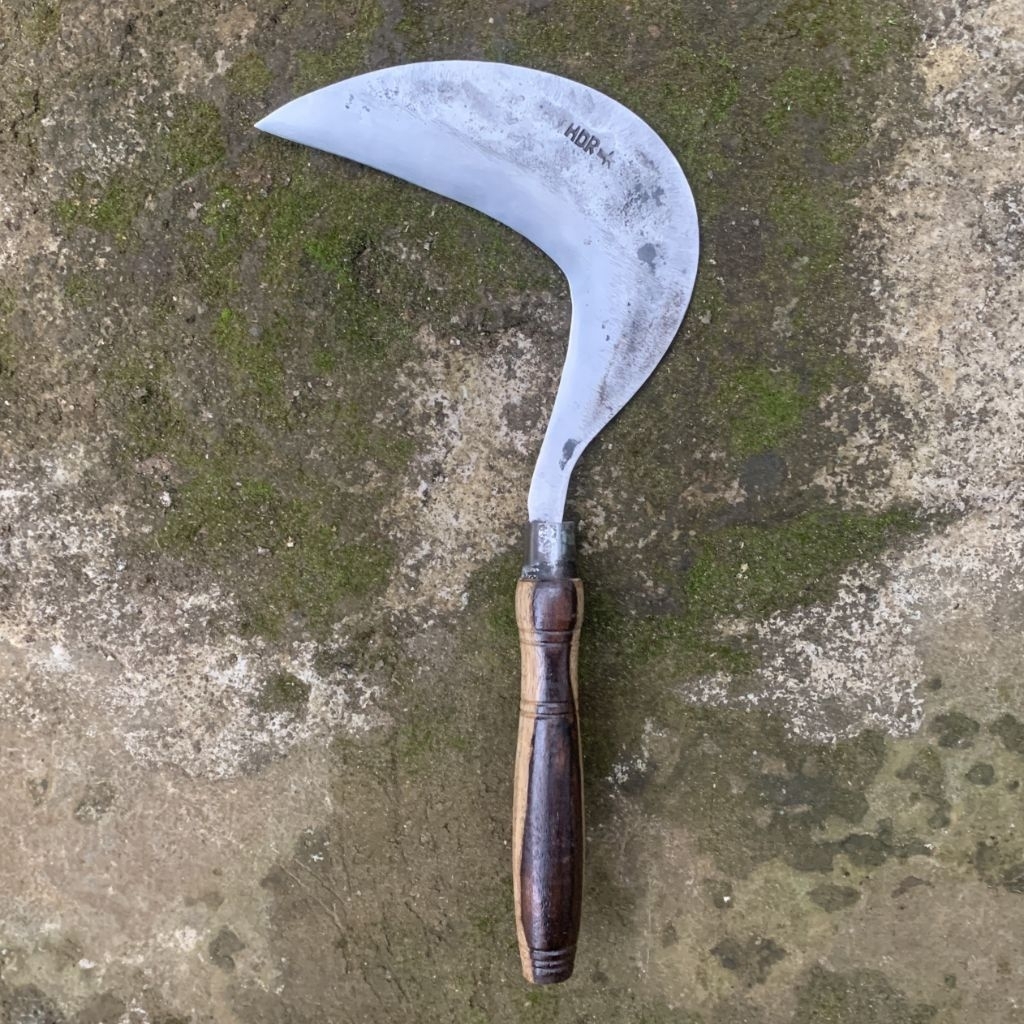 Sabit/Arit Rumput & Padi Super Tajam | Sabit Model Gaet Cap HDR Bahan BAJA PER | Alat Ngarit dan Pan