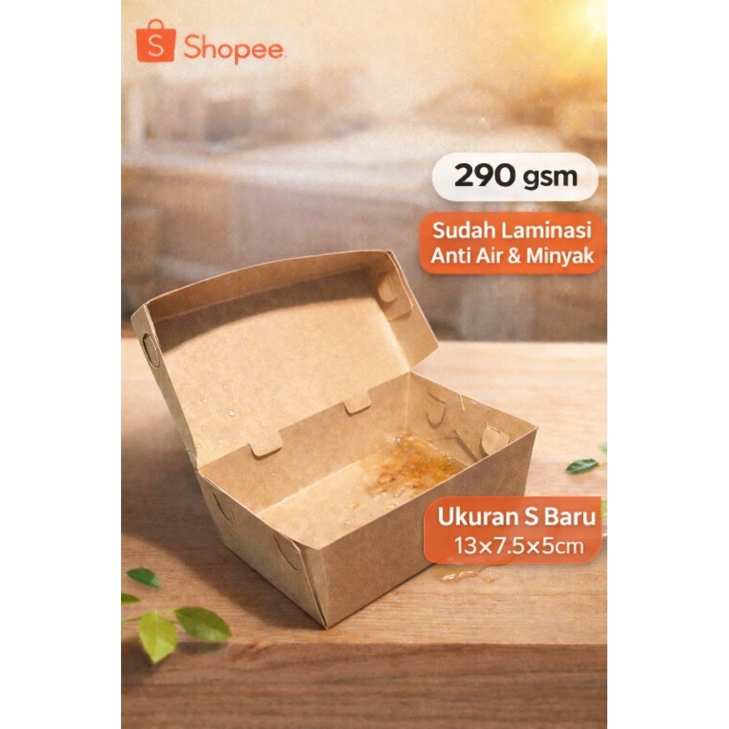 paper lunch box ukuran S baru/ box pisang keju / box tahu bulat / box tahu dan tempe goreng