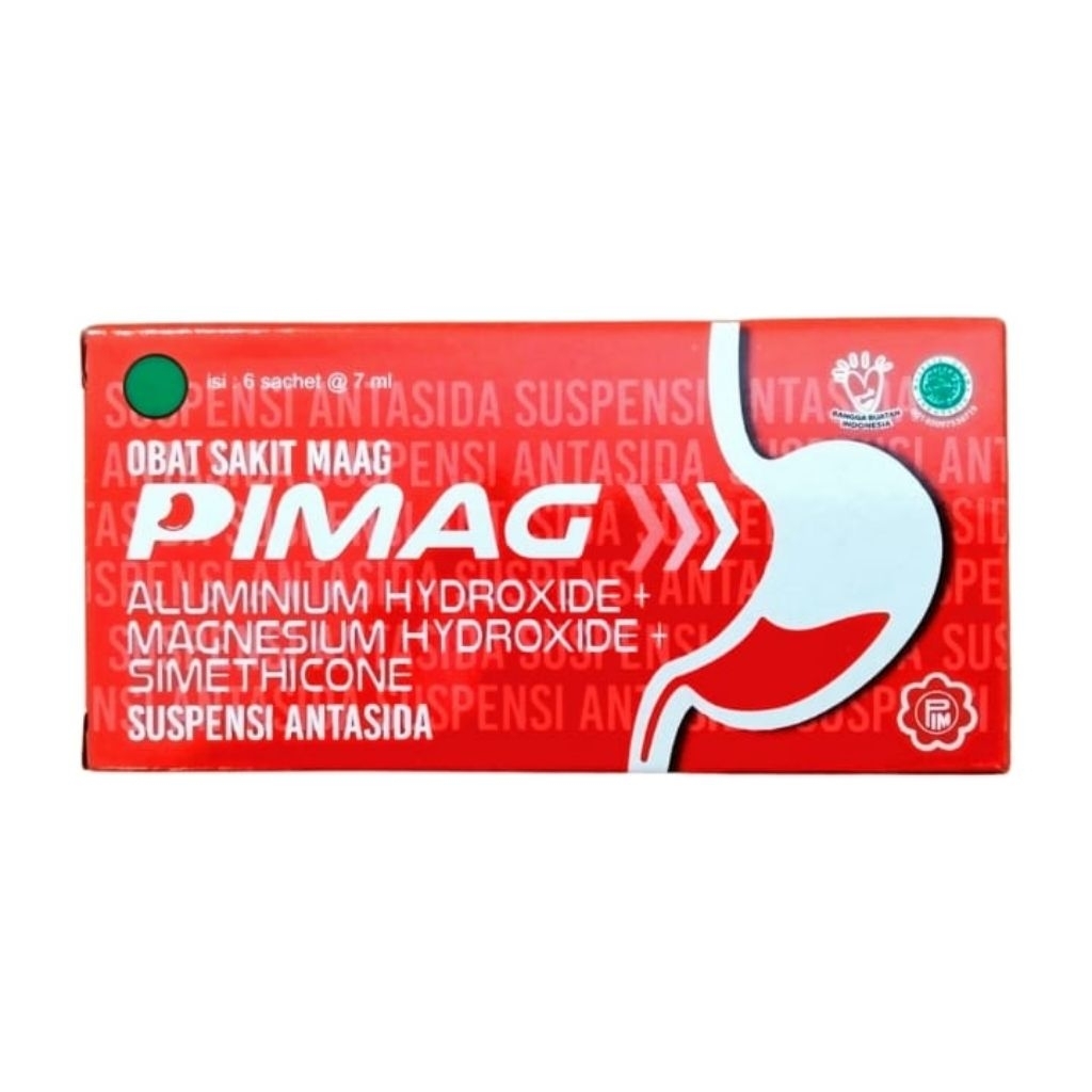 PIMAG Suspensi Antasida (6 Sachet @ 7ml /Dus) - Obat Sakit Maag Sirup Suspensi