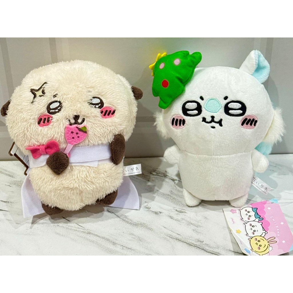 Boneka Plushie Chiikawa Momonga Christmas & Rakko Bawa Permen Chiikawa Nagano