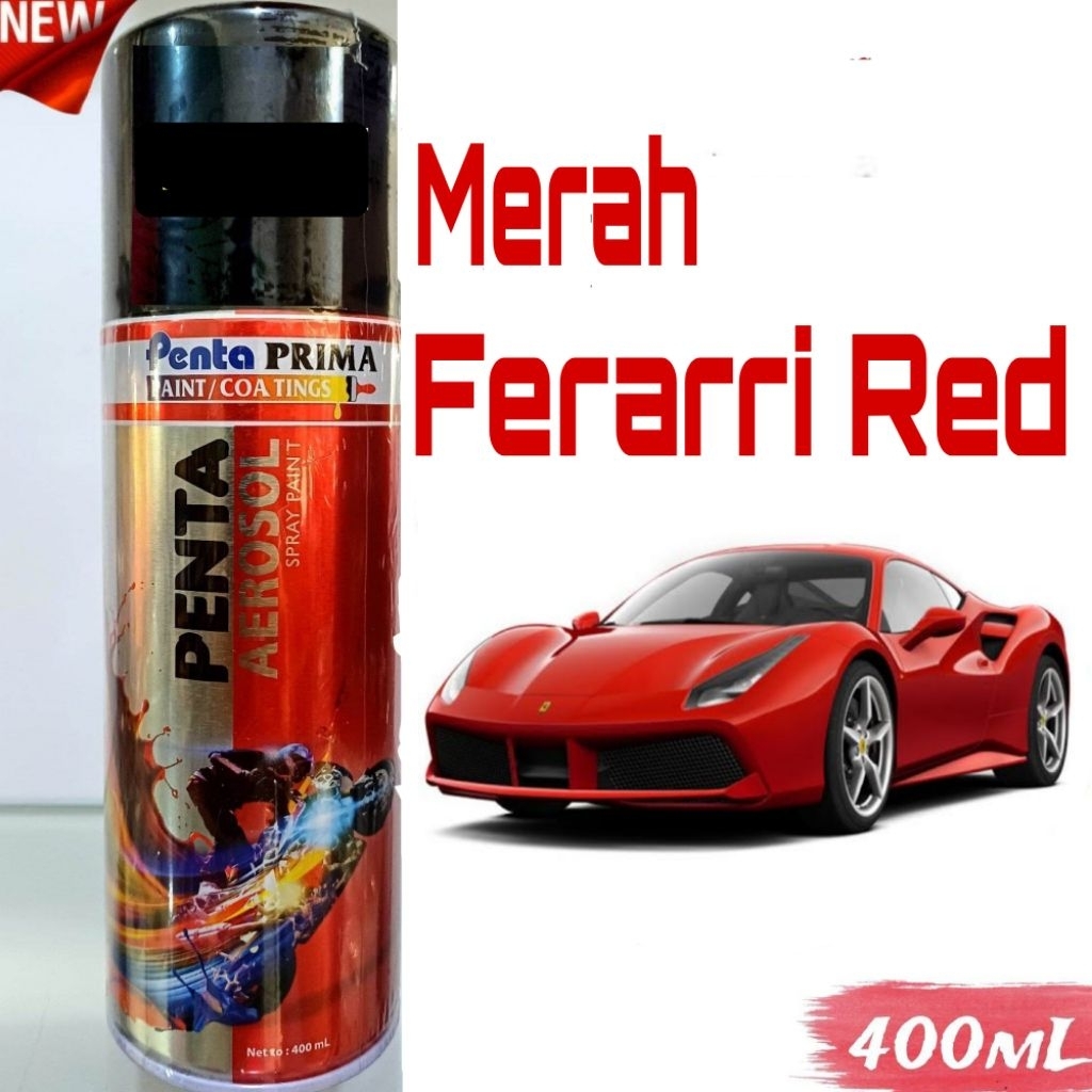 Pilok Cat Merah Ferrari Red Penta Aerosol 400ml Cat Semprot Sepeda Motor Mobil