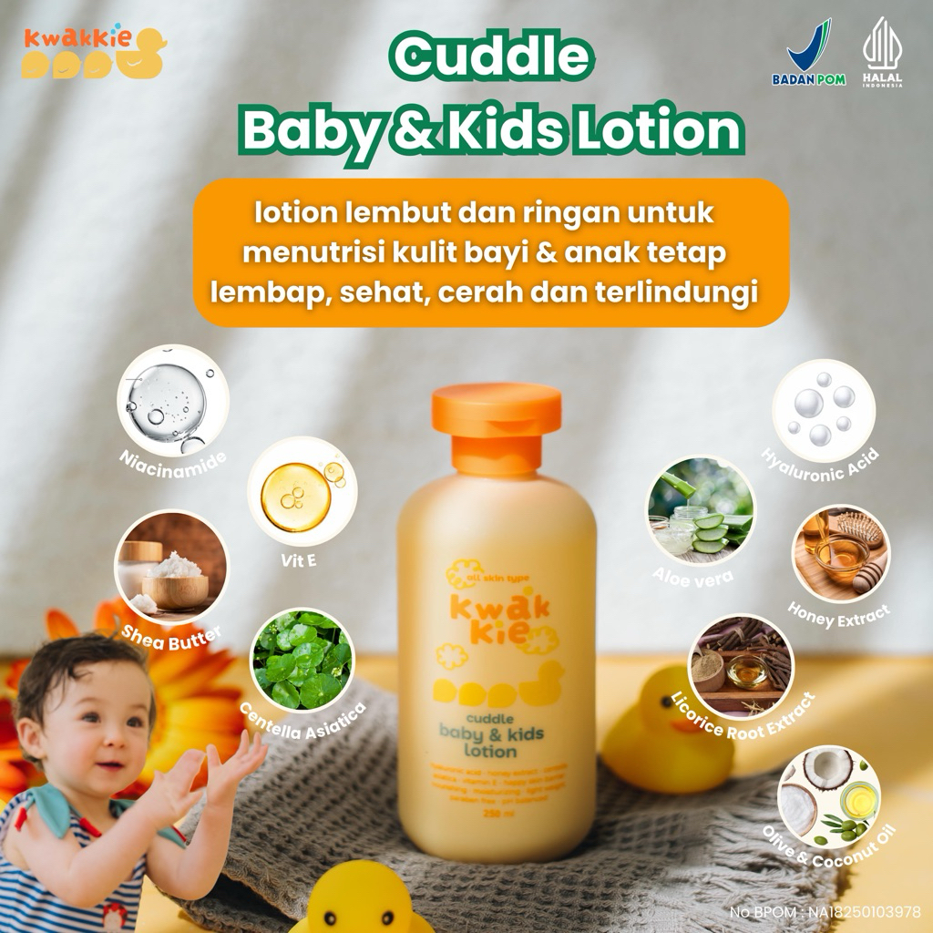 [PROMO] Kwakkie Cuddle Baby & Kids Lotion 250ml - Lotion Pelembab Tubuh & Face Cream - Pencerah Tubu