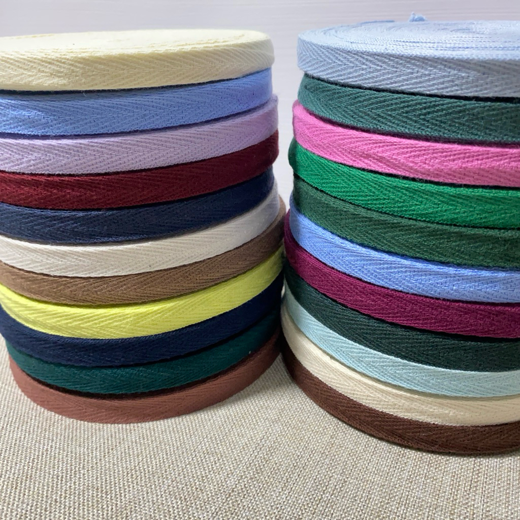 Piterban Katun 1 cm – Pita Katun Polos untuk lis pakaian dan aksesoris