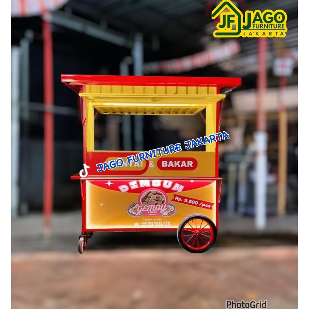 Gerobak dimsum, pempek, es teler, gerobak es serut, cincau,  sempol, otak otak