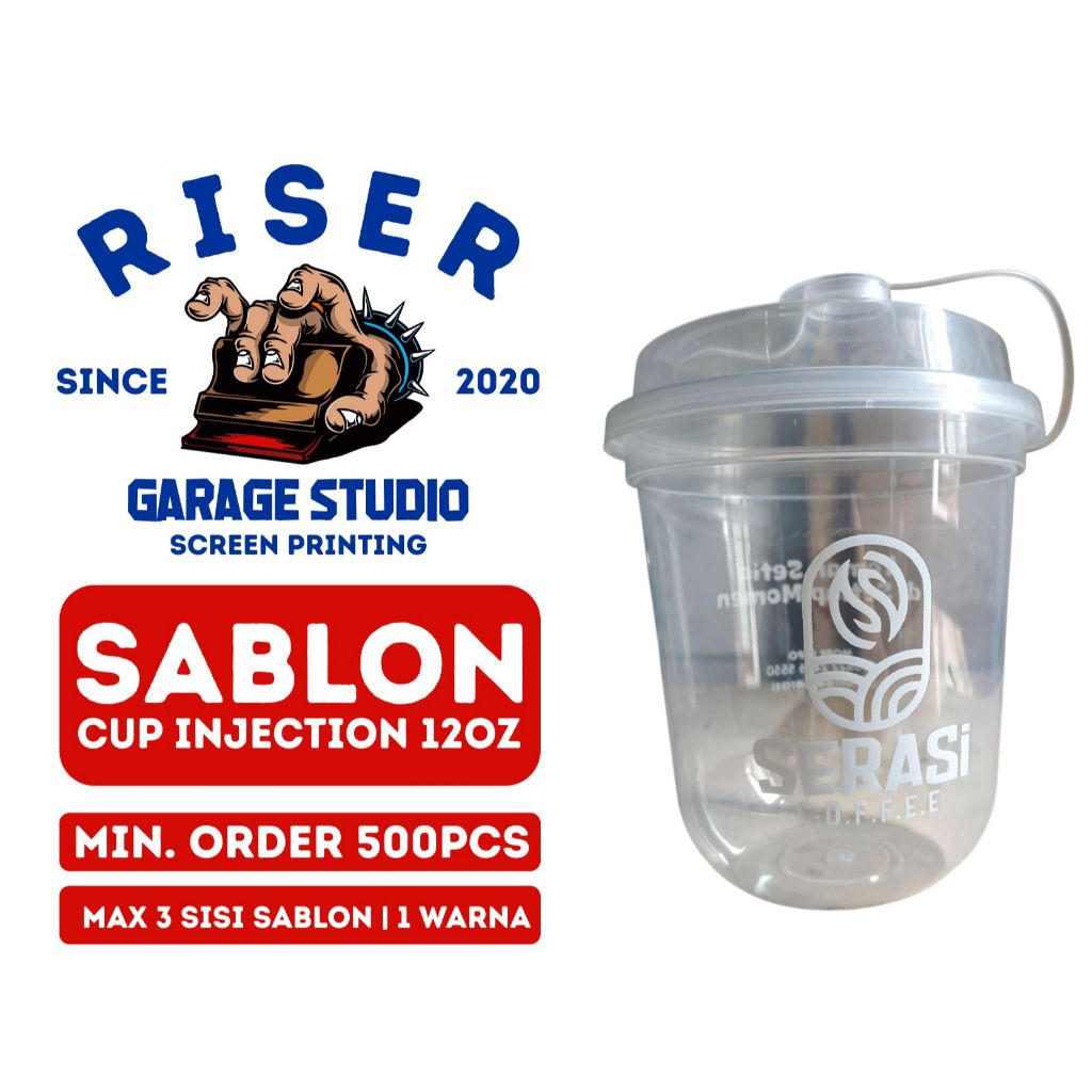Sablon Gelas Kopi Plastik Injection Oval 12oz 380ML