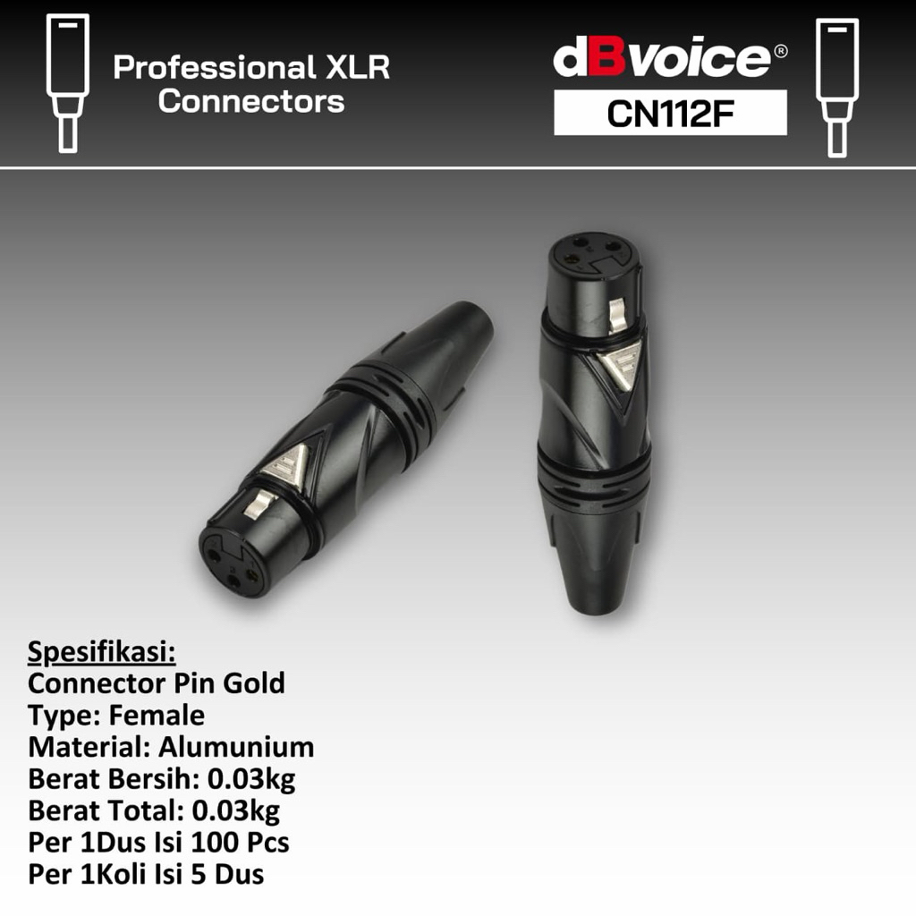 Jack Canon XLR Female dBVoice CN112F Pin Gold Jantan