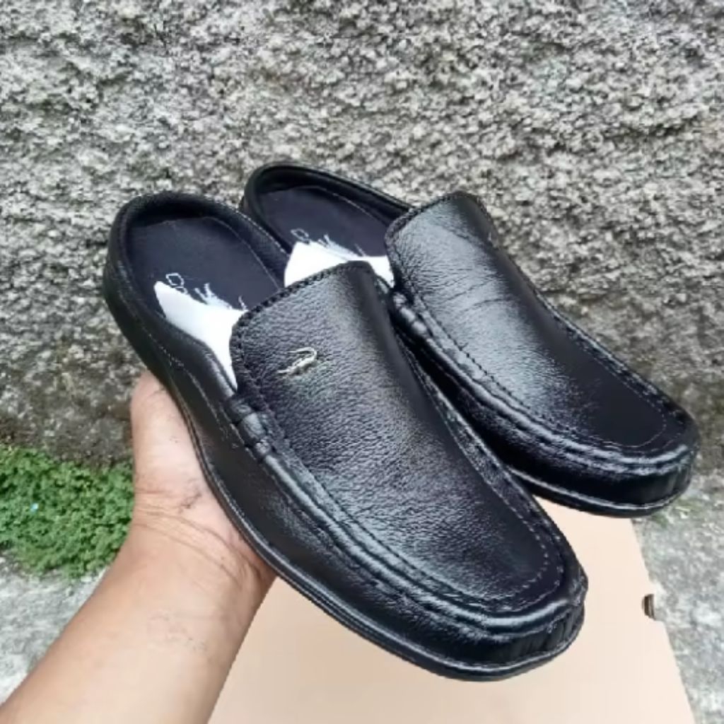 sepatu kulit sandal pria 100%kulit asli slop bustong