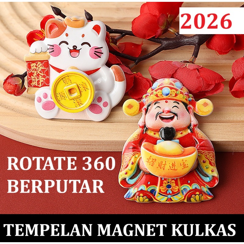 2026 TERBARU Tempelan Magnet Kulkas Rotate 360 derajat mainan berputar unik premium bahan resin orig