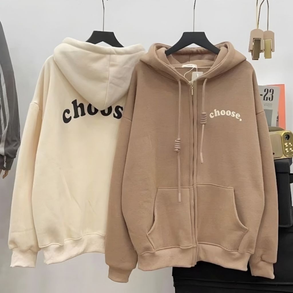 Jaketin Aja ( S - 6XL ) ZIP Hoodie Big Size CHOOSE Korean Street Style Ulzzang M L XXL 3XL 4XL 5XL 6