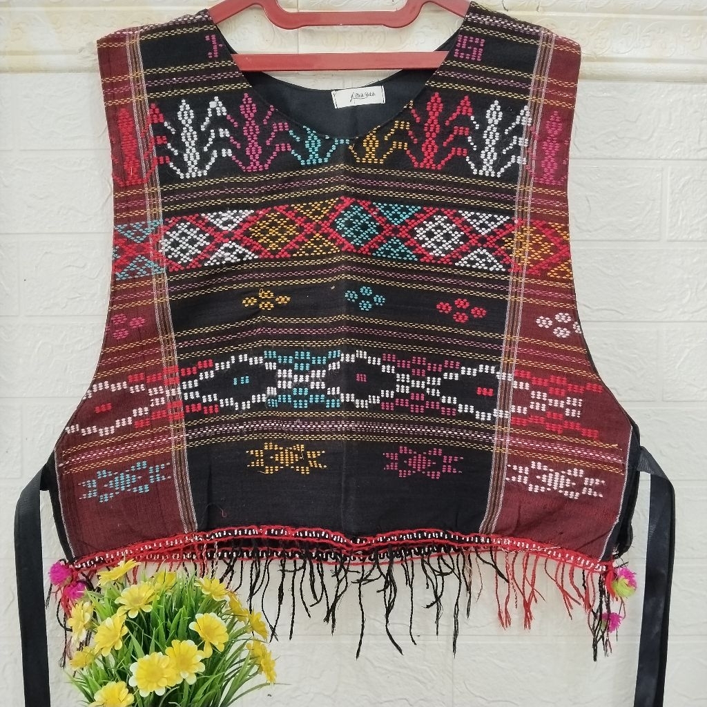 rompi ulos Batak Toba ukuran jumbo LD120 , outer ulos , rompi perempuan dewasa model celemek, rompi 