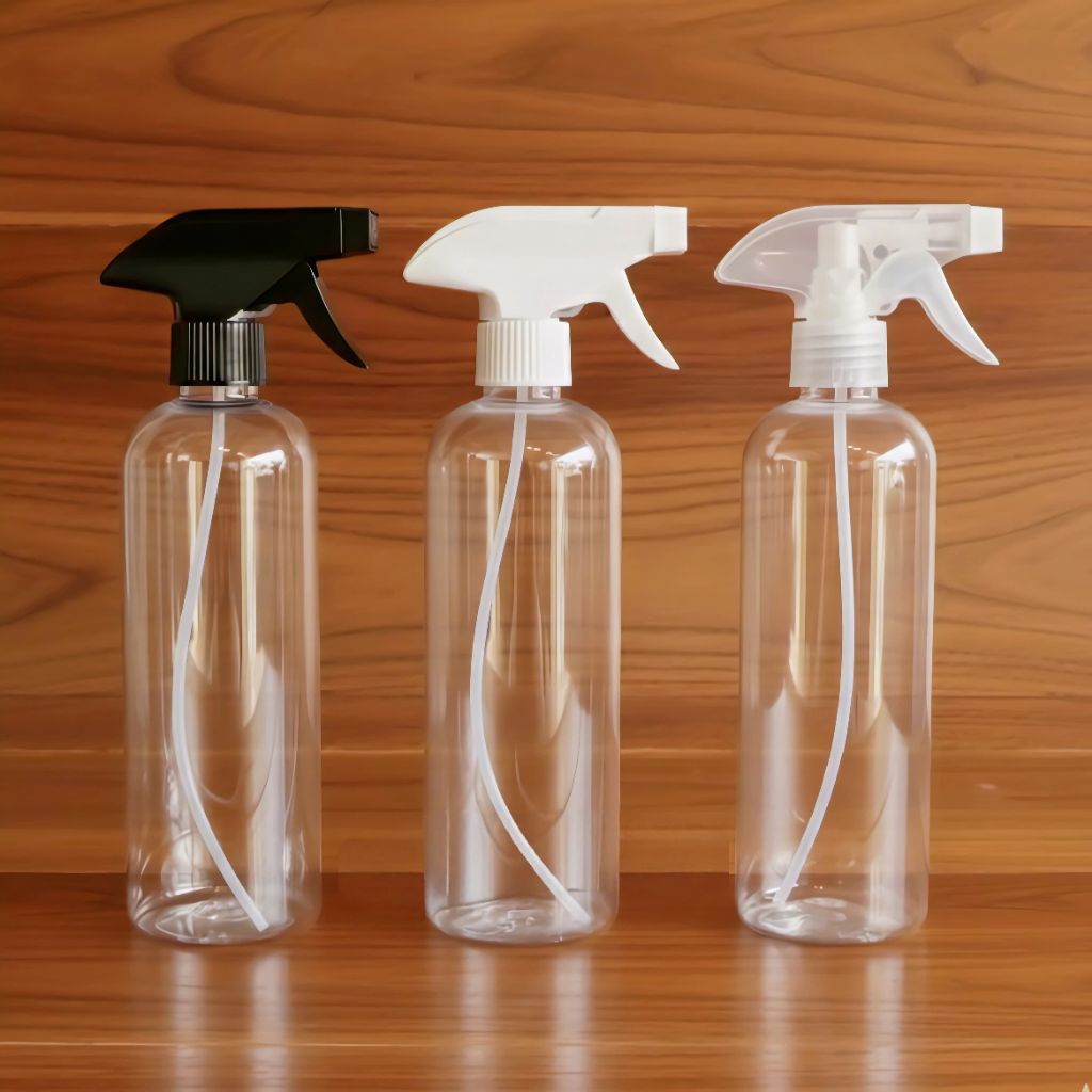 BOTOL KISPRAY 500 ML NATURAL TALI/ BOTOL SEMPROTAN TUTUP KISPRAY HITAM