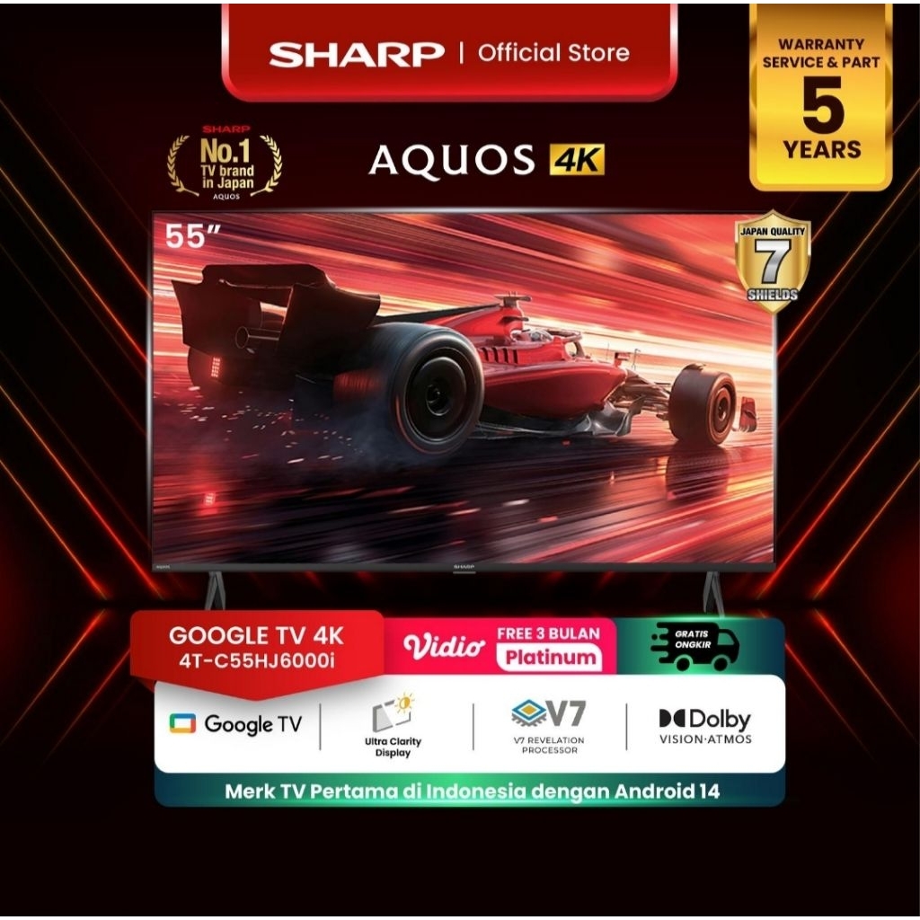 TV LED SHARP 55 INCH GOOGLE TV 55JJ
