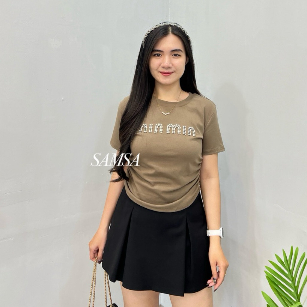 kaos wanita serut samping import